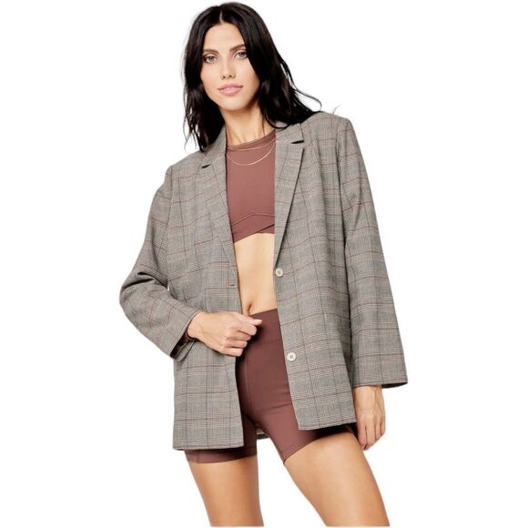 Lspace X Tessa Brooks Nadia Blazer New Size Medium Plaid brown black - Picture 1 of 9